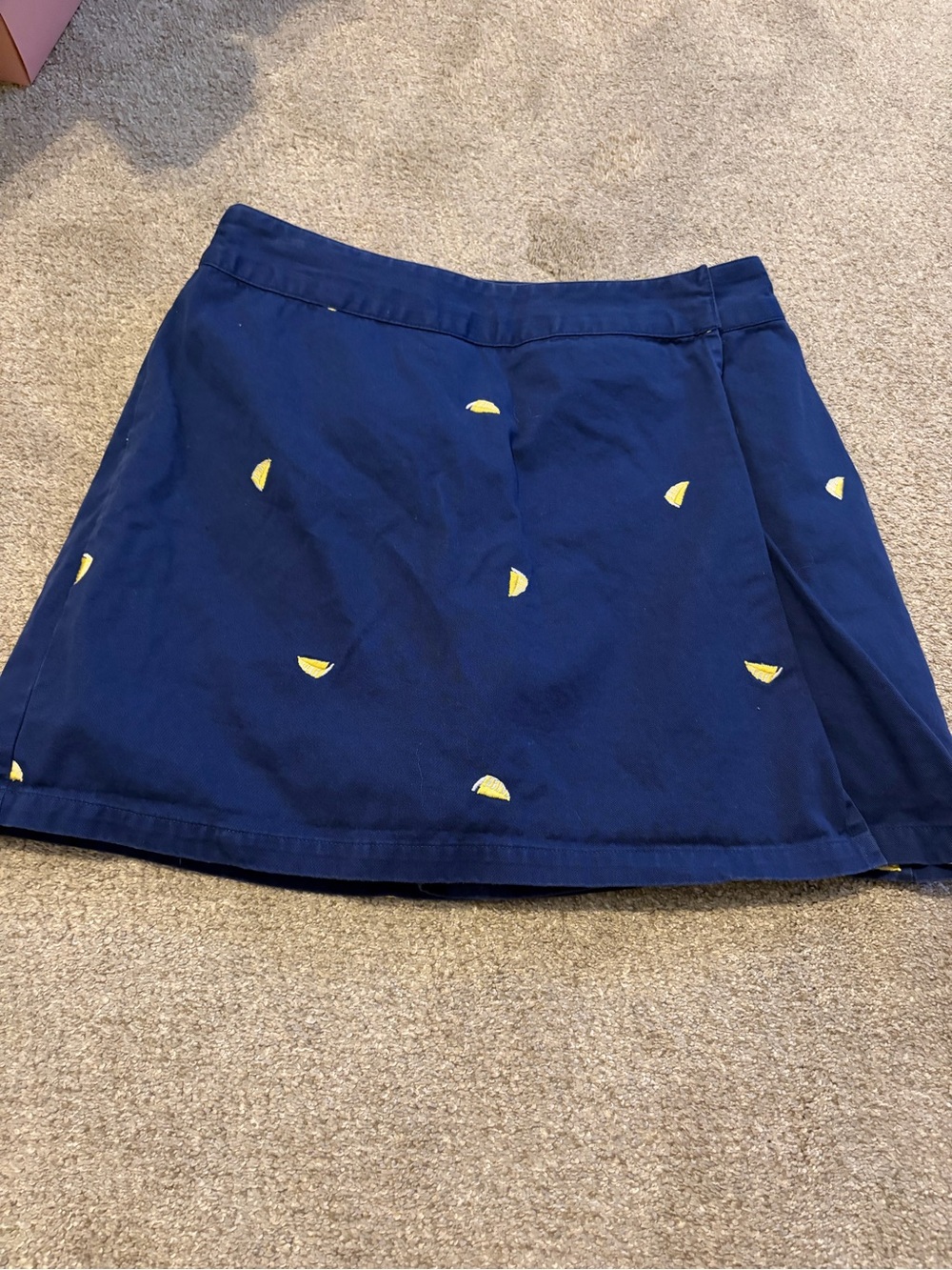 Basic Editions Navy Circle Skater Skirt with Yellow Embroidery